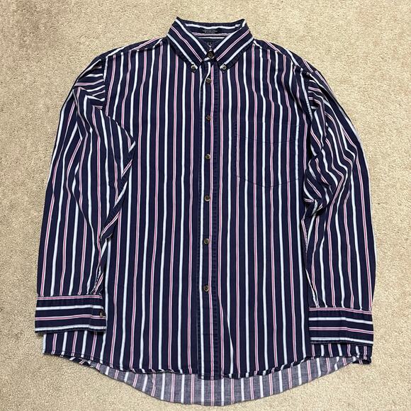 Vintage Chereskin Sportswear Navy/Red Striped Button Up Large - Picture 2 of 5